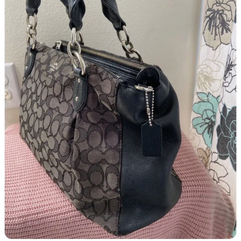 Prelove COACH F57830 KELSEY Satchel Crossbody Outline Canvas Jacquard Black